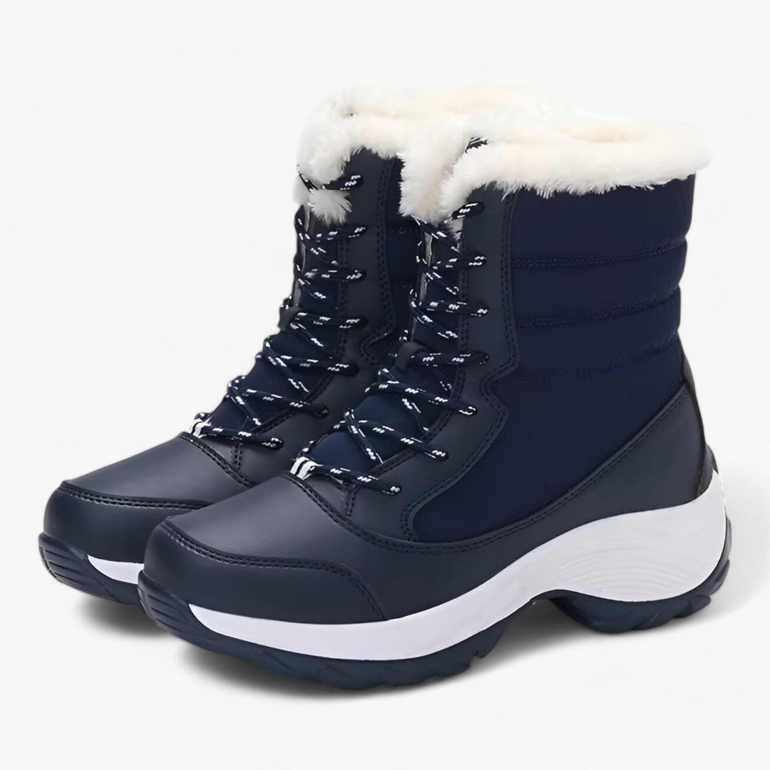 Schneestiefel | Schnürsenkel | Rutschfest | Mit Pelz gefütterte Stiefel | Damen Winterstiefel R&B