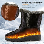 Schneestiefel | Warm | Zum Hineinschlüpfen | Mit Fell gefütterte Stiefel | Winterstiefel R&B