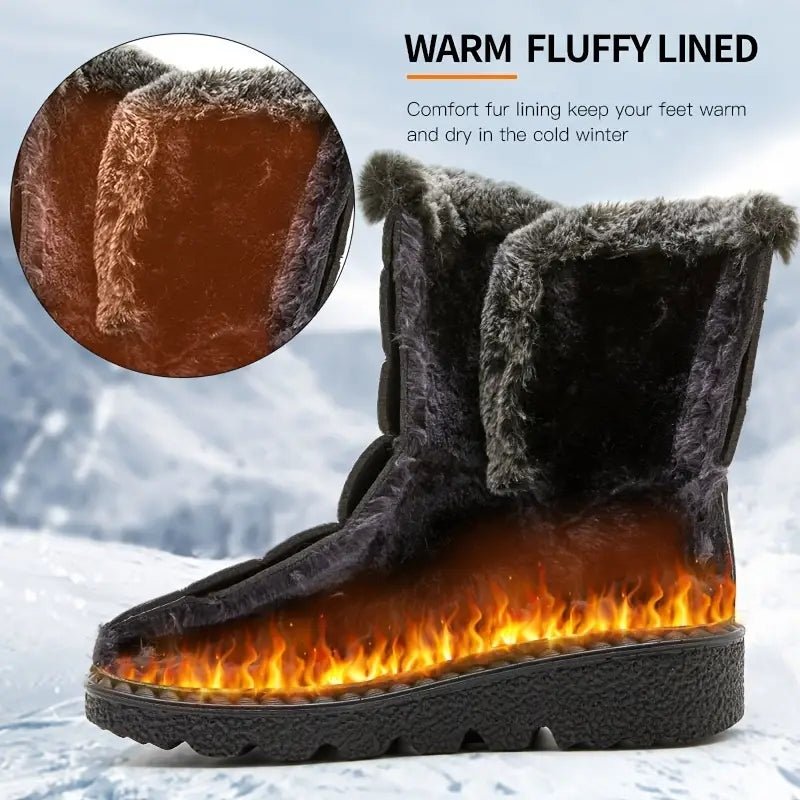 Schneestiefel | Warm | Zum Hineinschlüpfen | Mit Fell gefütterte Stiefel | Winterstiefel R&B