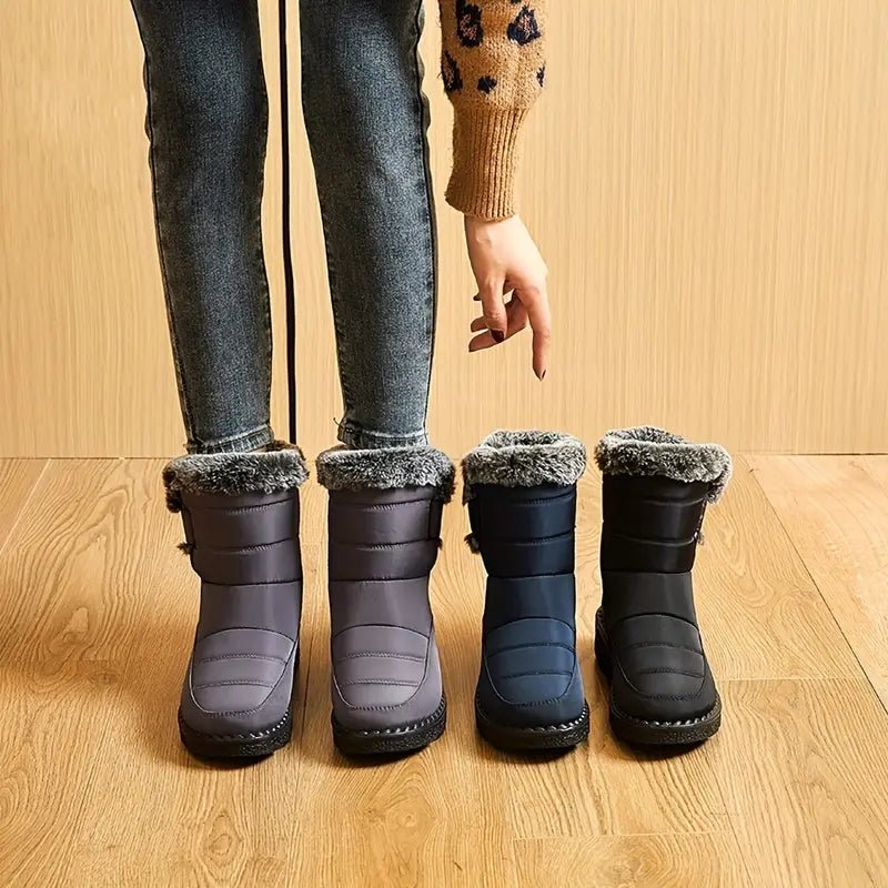 Schneestiefel | Warm | Zum Hineinschlüpfen | Mit Fell gefütterte Stiefel | Winterstiefel R&B