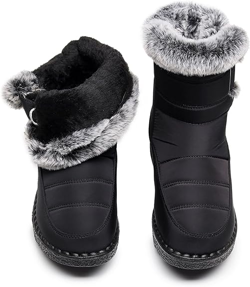 Schneestiefel | Warm | Zum Hineinschlüpfen | Mit Fell gefütterte Stiefel | Winterstiefel R&B