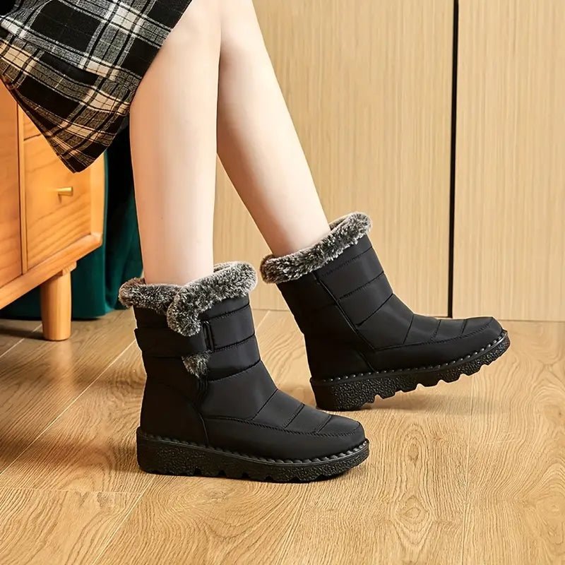 Schneestiefel | Warm | Zum Hineinschlüpfen | Mit Fell gefütterte Stiefel | Winterstiefel R&B