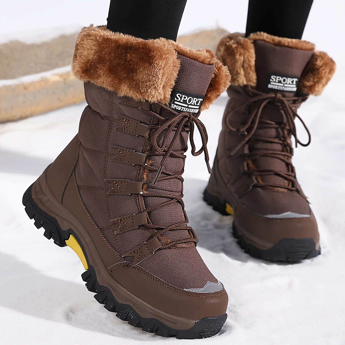 Schneestiefel | Mit Fell gefüttert | Schnürschuhe | Winterstiefel | Damenstiefel R&B