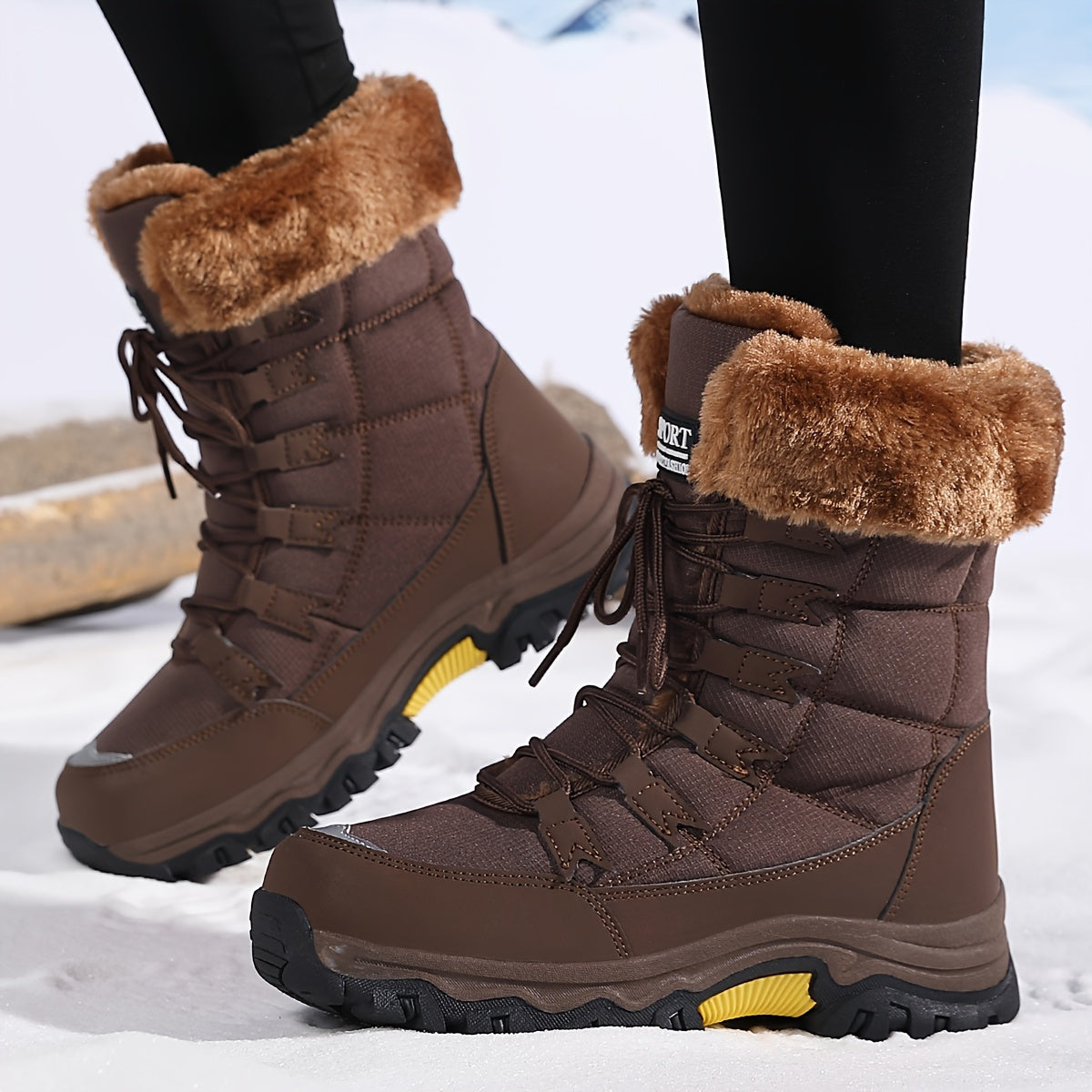 Schneestiefel | Mit Fell gefüttert | Schnürschuhe | Winterstiefel | Damenstiefel R&B