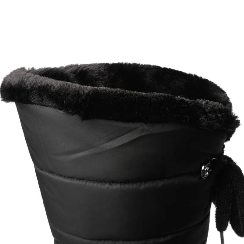 R&B | Damen knielange Winterstiefel mit warmem Futter aus Fell