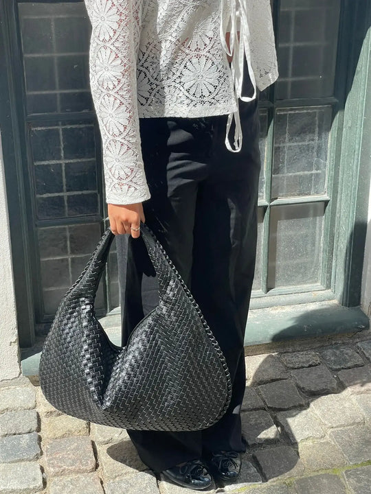 R&B | Vintage Umhängetasche Damen Geflochtene Handtasche mit Reißverschluss Im Sale