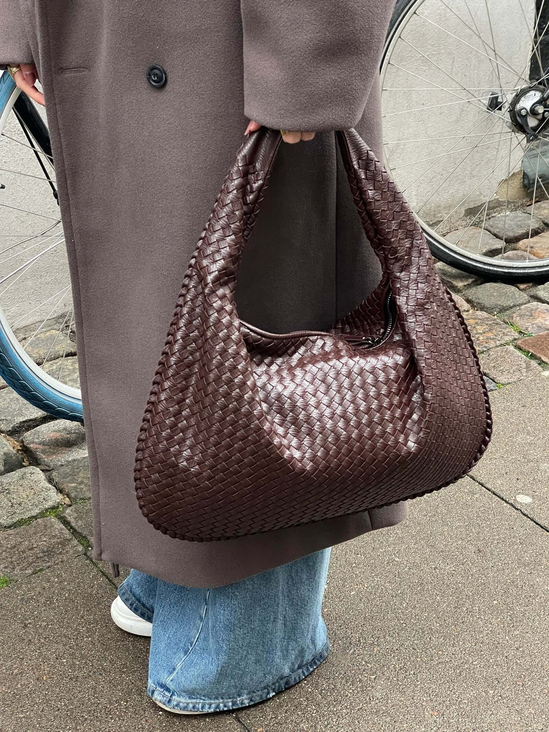 R&B | Vintage Umhängetasche Damen Geflochtene Handtasche mit Reißverschluss Im Sale