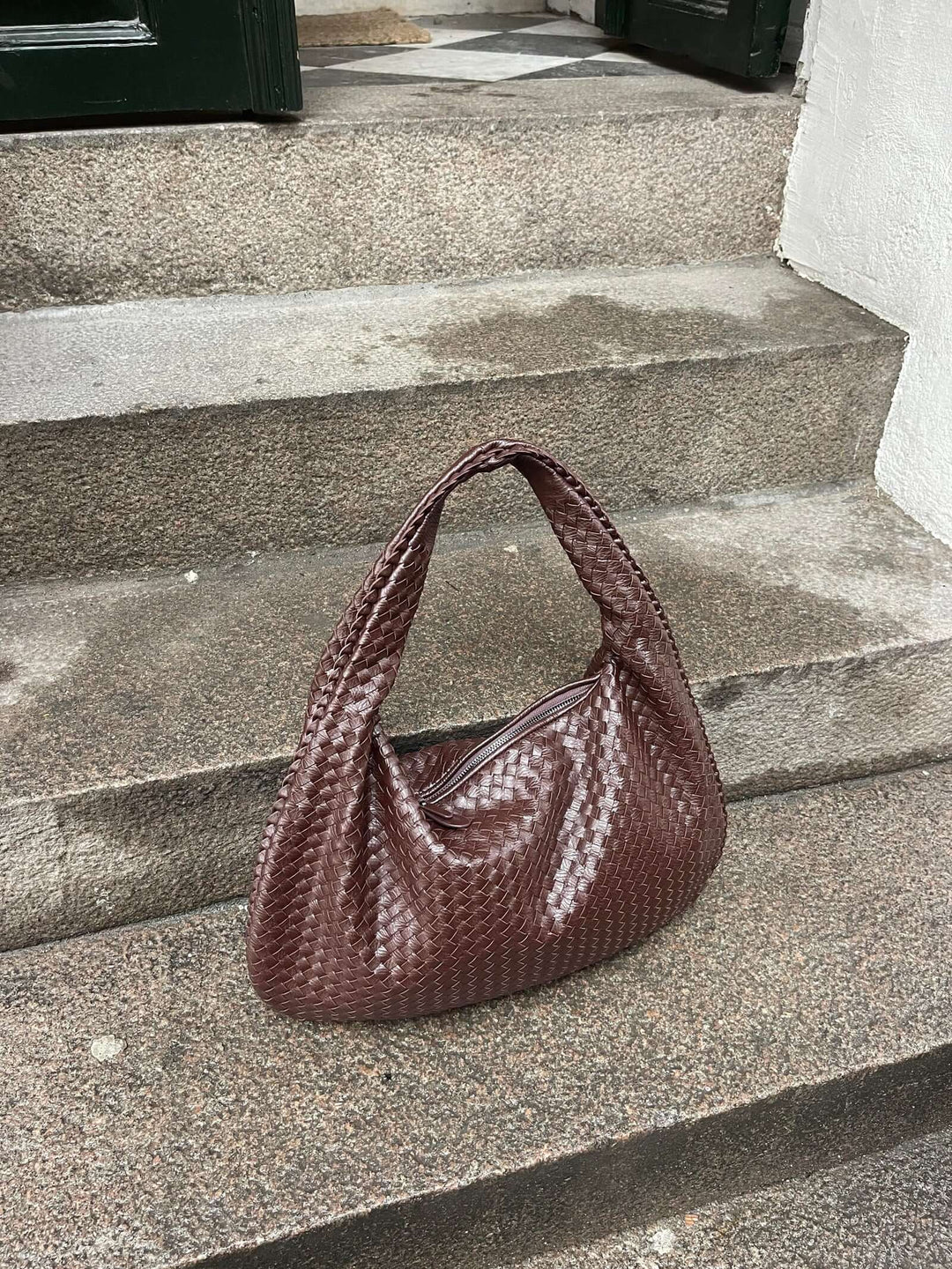 R&B | Vintage Umhängetasche Damen Geflochtene Handtasche mit Reißverschluss Im Sale