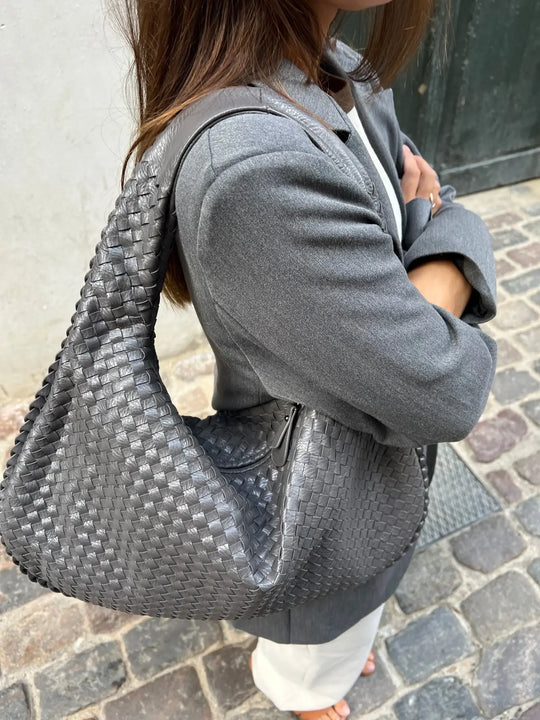 R&B | Vintage Umhängetasche Damen Geflochtene Handtasche mit Reißverschluss Im Sale