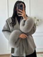 R&B | Mantel mit Kunstfellbesatz Eleganter Winter Kurzmantel