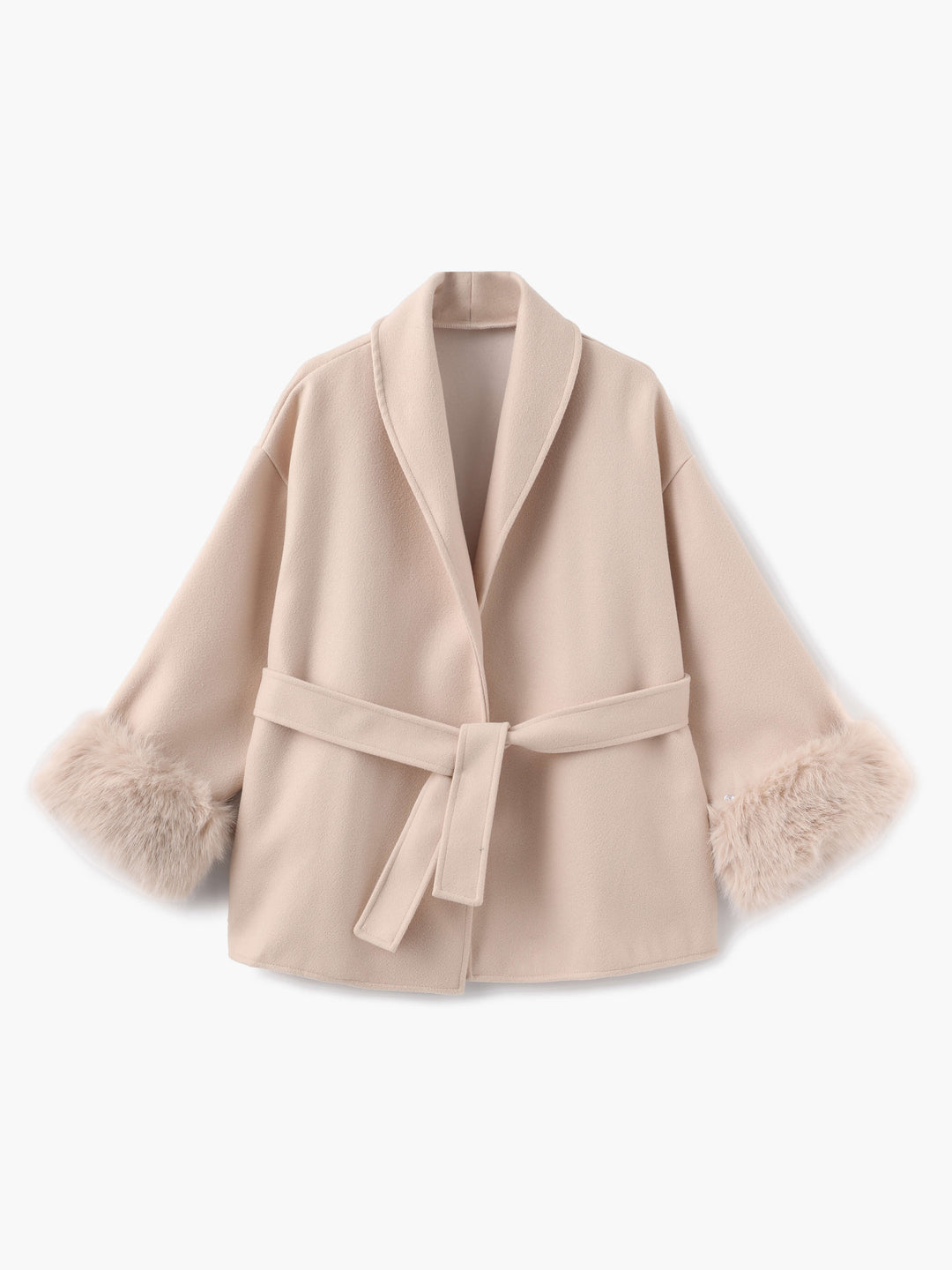 R&B | Mantel mit Kunstfellbesatz Eleganter Winter Kurzmantel