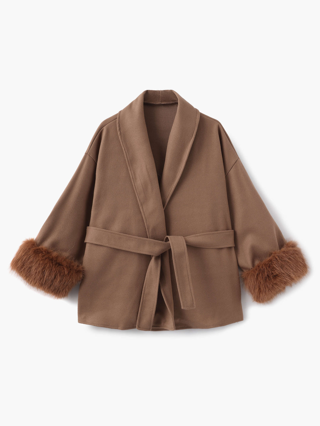 R&B | Mantel mit Kunstfellbesatz Eleganter Winter Kurzmantel