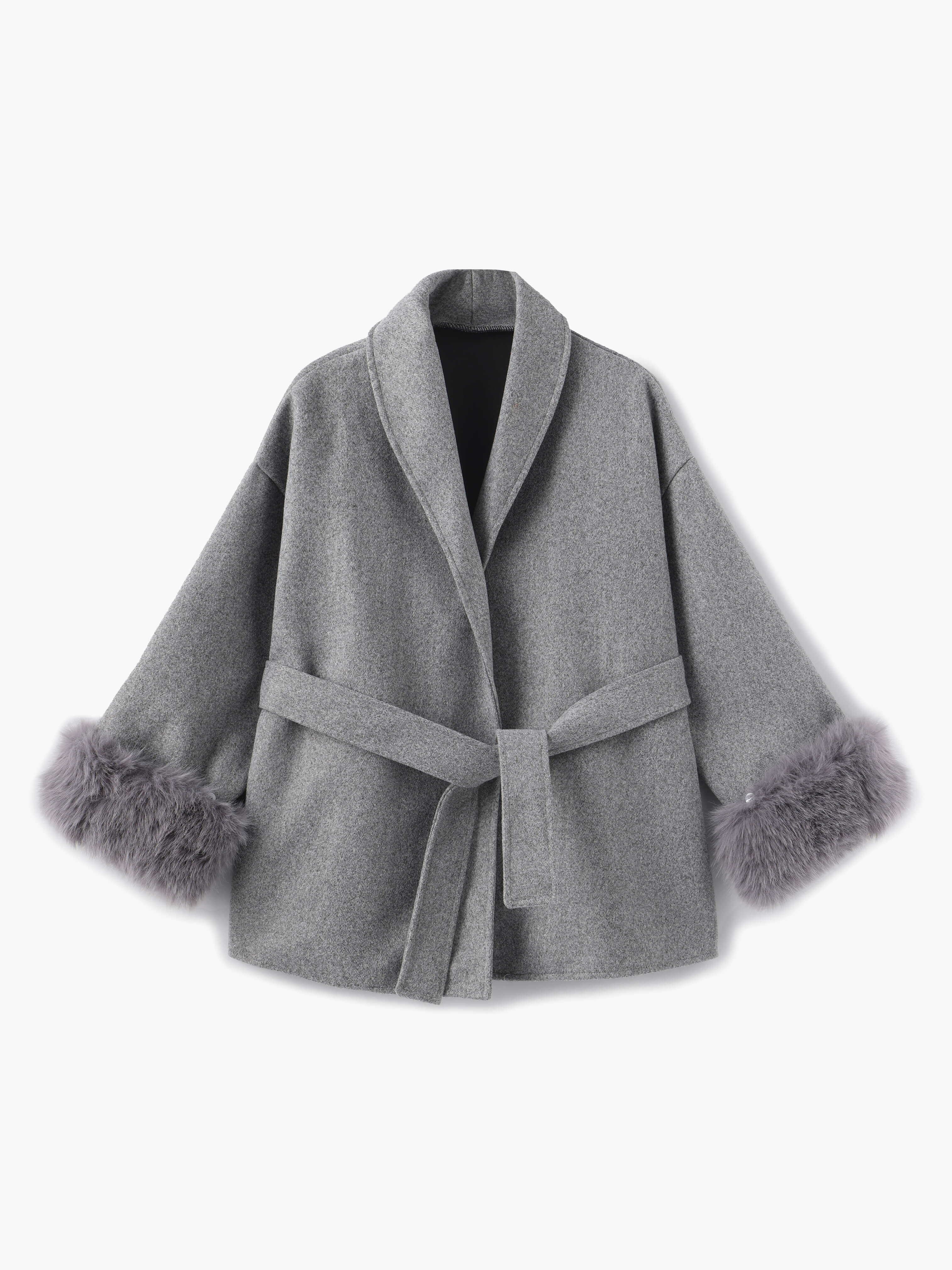 R&B | Mantel mit Kunstfellbesatz Eleganter Winter Kurzmantel