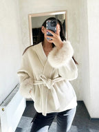 R&B | Mantel mit Kunstfellbesatz Eleganter Winter Kurzmantel