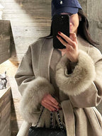 R&B | Mantel mit Kunstfellbesatz Eleganter Winter Kurzmantel