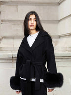 R&B | Mantel mit Kunstfellbesatz Eleganter Winter Kurzmantel