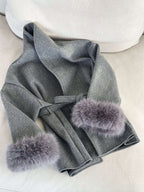 R&B | Mantel mit Kunstfellbesatz Eleganter Winter Kurzmantel