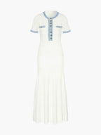 R&B | Maxi-Kleid - Dekorative Strick mit Fransen-Denim-Einsatz