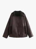 R&B | Stilvolle Jacke mit Kunstleder und Fleece Details