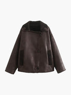 R&B | Stilvolle Jacke mit Kunstleder und Fleece Details