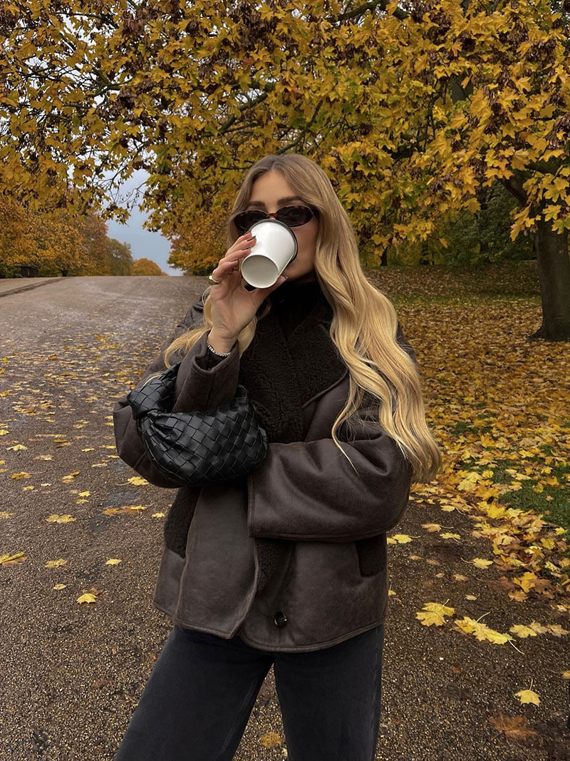 R&B | Stilvolle Jacke mit Kunstleder und Fleece Details