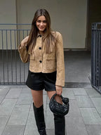 R&B | Wildlederjacke Klassische Kurzjacke mit Taschen