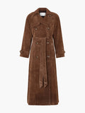 R&B | Langer Damen-Trenchcoat mit Wildleder-Look