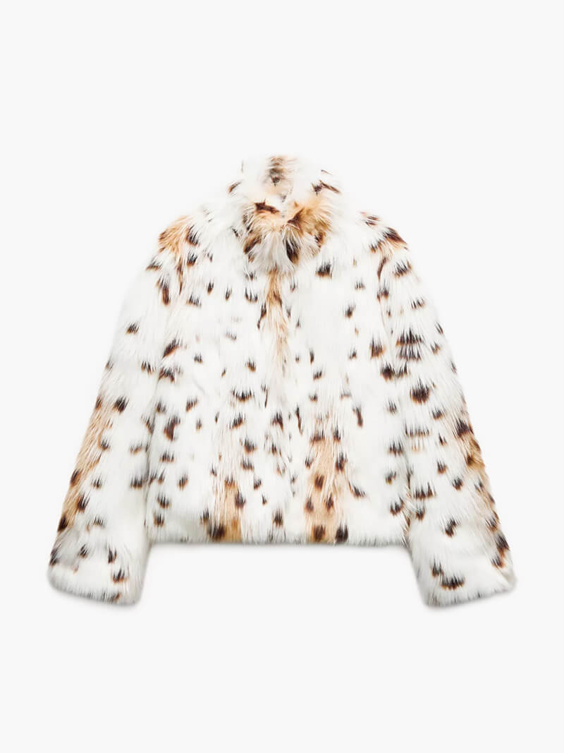 R&B | Kurze Kunstfelljacke mit Tiermuster