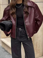 R&B | Cropped Zip up Jacke Übergröße Kragen Street Style