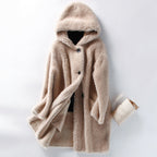 R&B | Warme Damen Teddyjacke mit Kapuze und Knöpfen