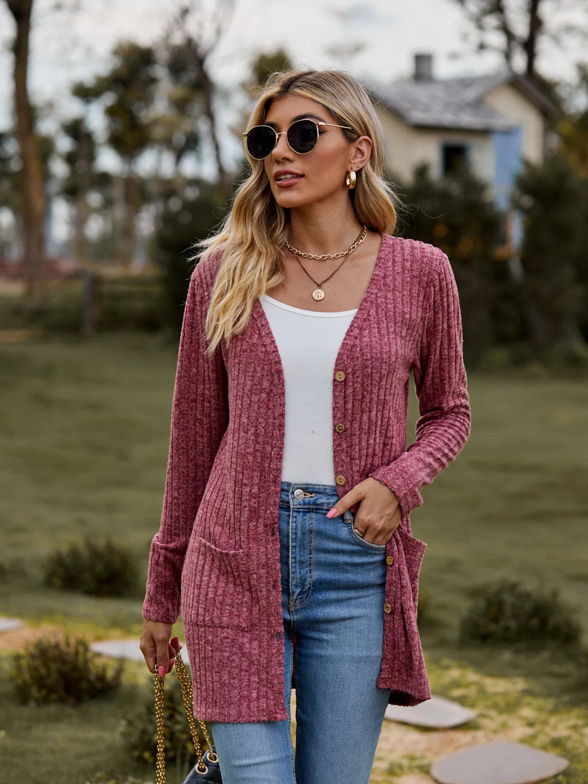 R&B | Modische Strickjacke für Frauen mit Taschen