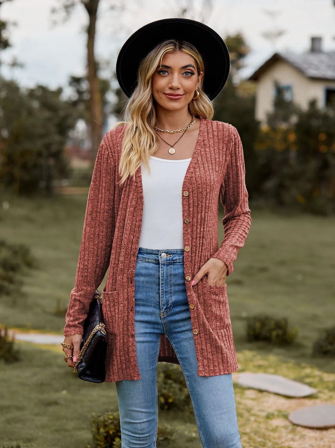 R&B | Modische Strickjacke für Frauen mit Taschen