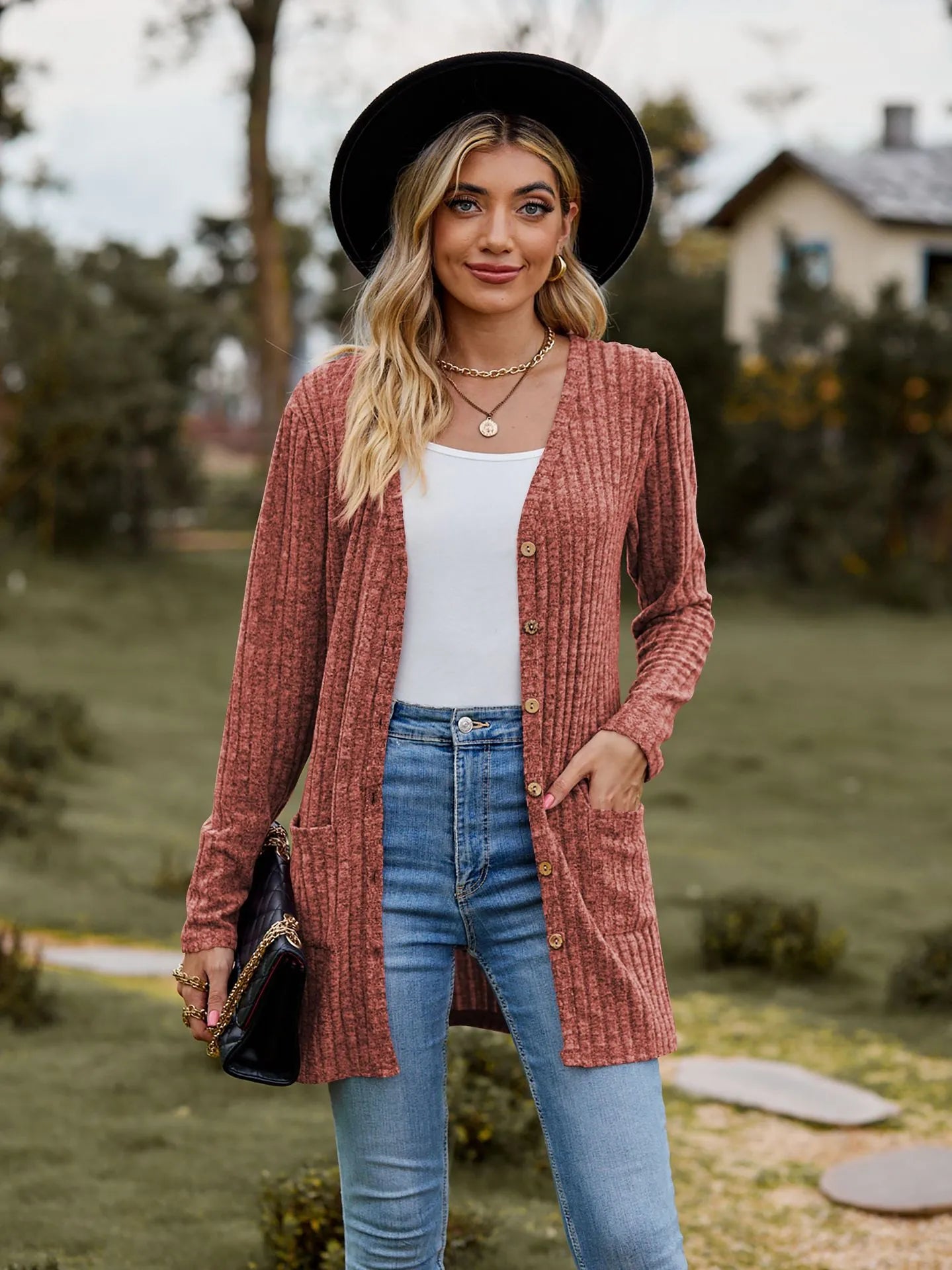 R&B | Modische Strickjacke für Frauen mit Taschen