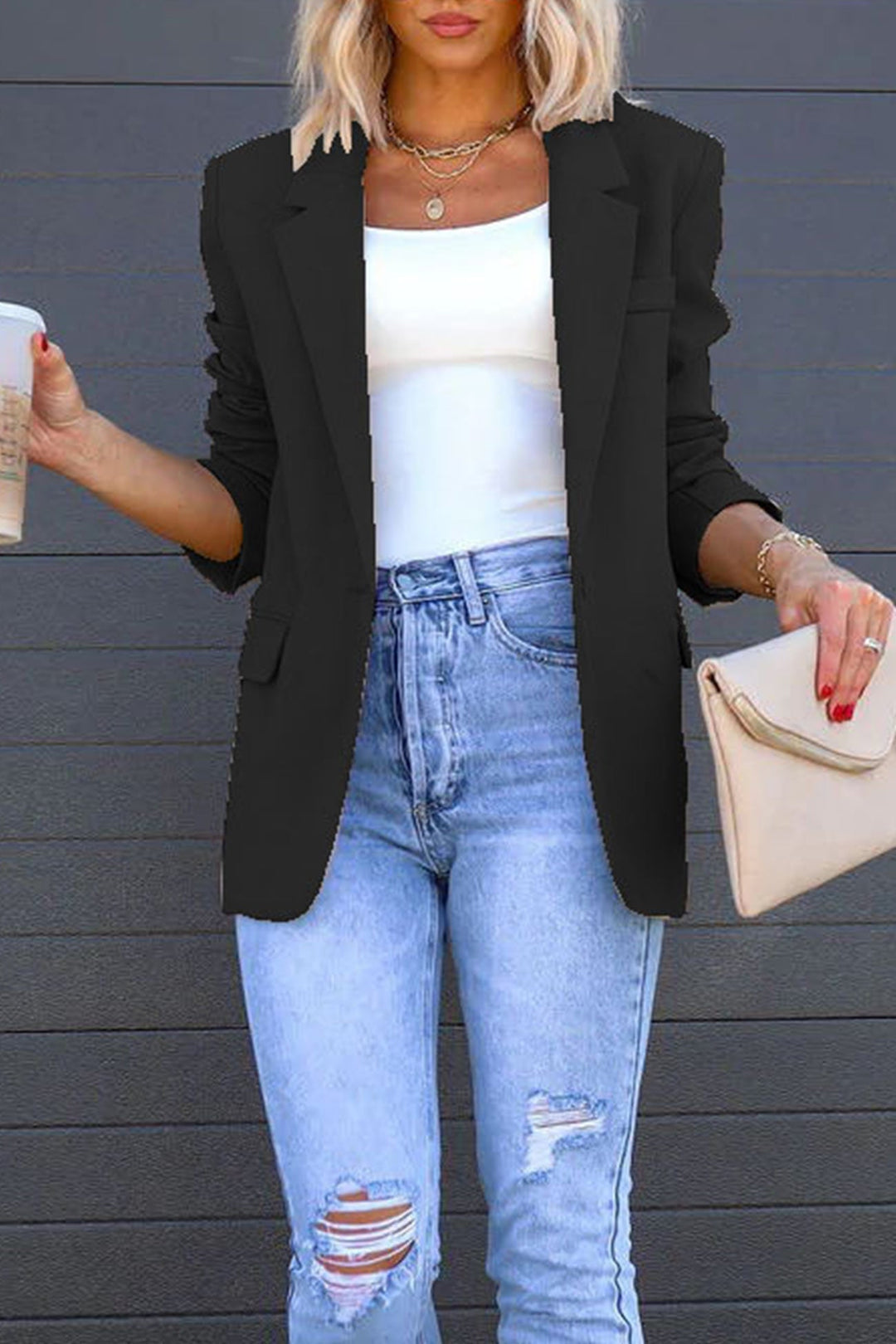 R&B | Mittellanger Blazer mit Revers