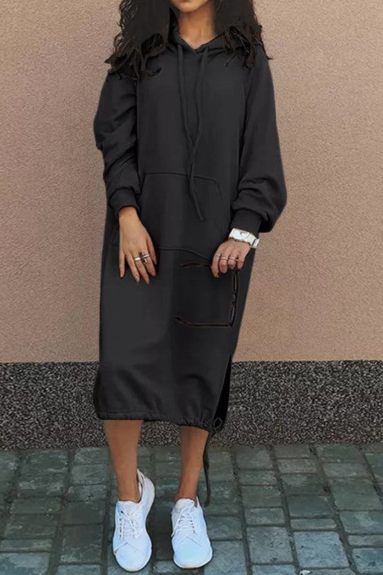 R&B | Kapuzenpullover Kleid Knielang