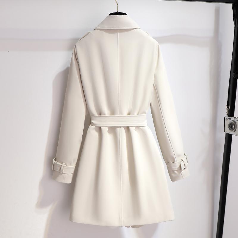 R&B | Damen Eleganter Weißer Trenchcoat mit Gürtel und Doppelt Knopfverschluss