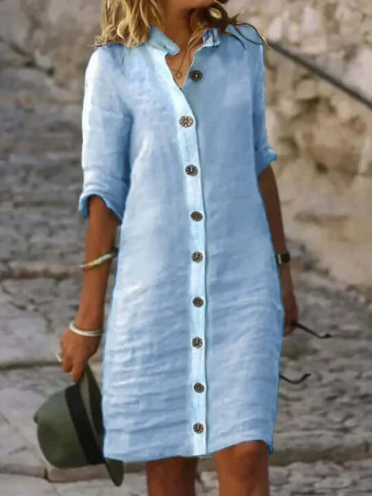 R&B | Blaues Leinenkleid