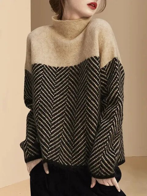 R&B | Geteilter Weicher Pullover mit Mittlerem Kragen