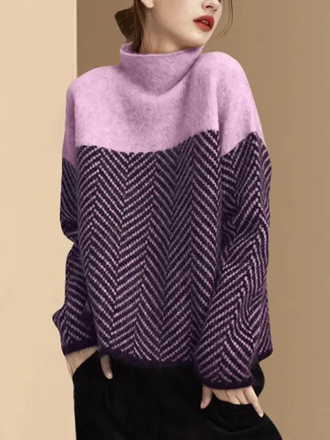 R&B | Geteilter Weicher Pullover mit Mittlerem Kragen