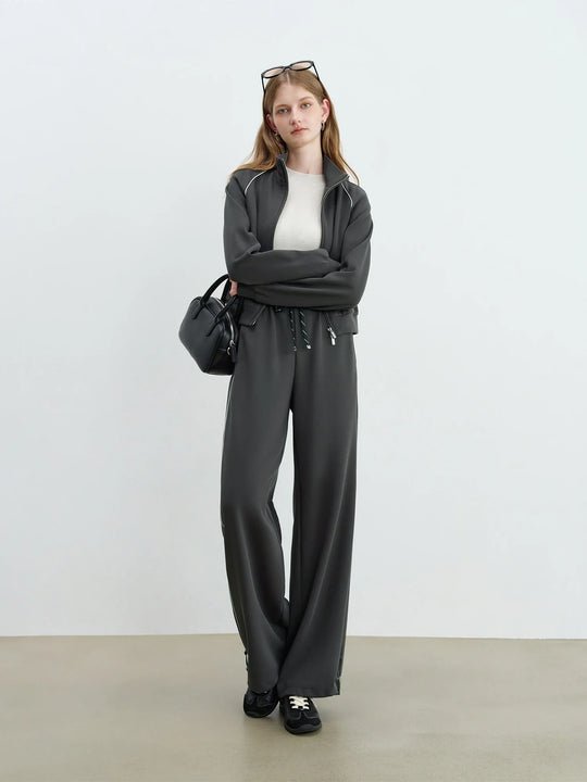 R&B | Damen Outfit mit Kontrastfarbiger Cropped Jacke und Bequemen Hosen
