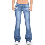 R&B | Damen Low Rise Flared Jeans: Lässige Vintage Skinny Bell Bottom Jeans
