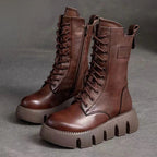 Robuste Stiefel - Schnürung - Plateausohle - Kampfstiefel - Damenschuhe R&B