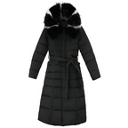 R&B | Damen Lange Winterjacke mit Pelzkragen