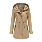 R&B | Damen Regenjacke mit Kapuze und verstellbarem Bund