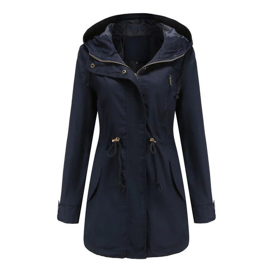 R&B | Damen Regenjacke mit Kapuze und verstellbarem Bund