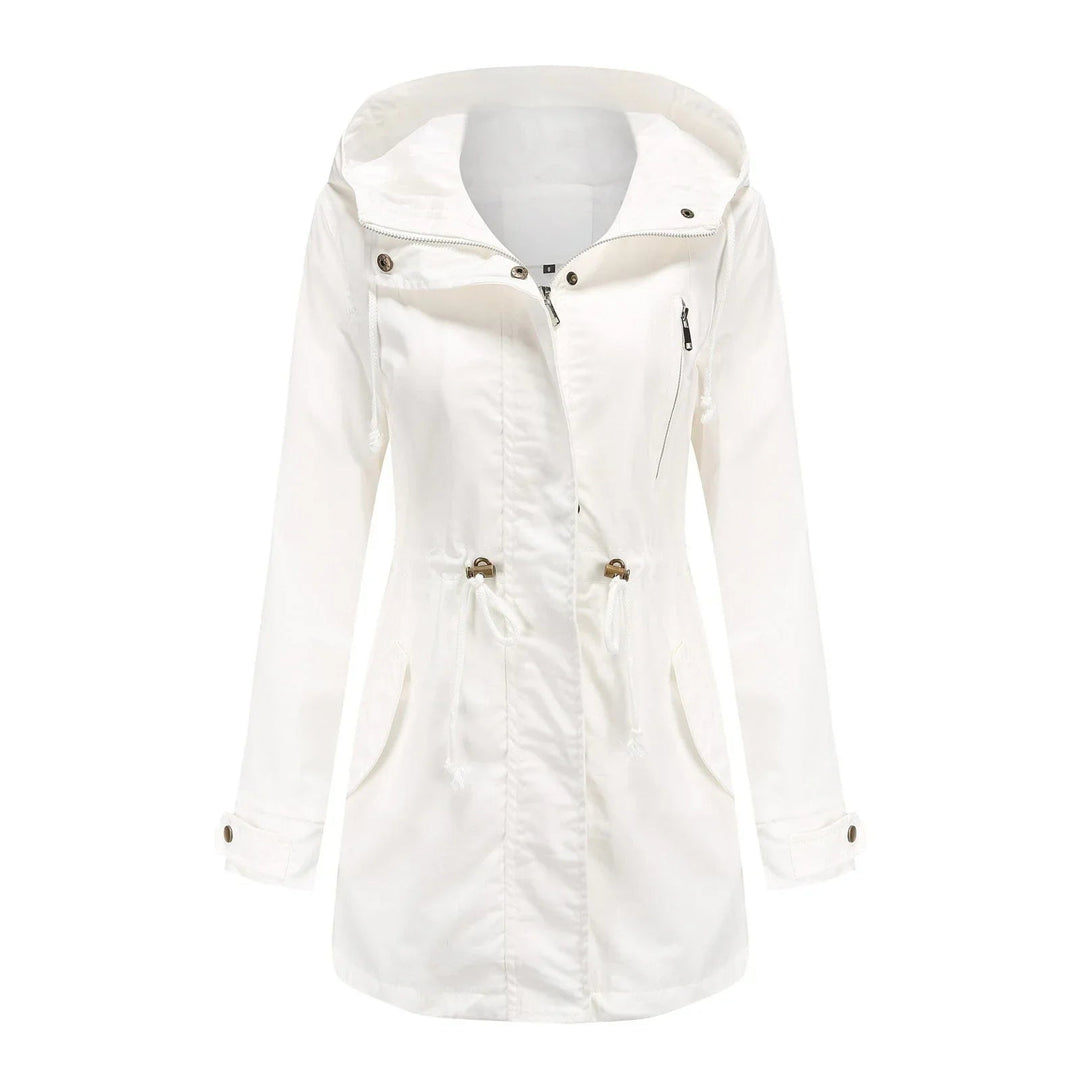R&B | Damen Regenjacke mit Kapuze und verstellbarem Bund