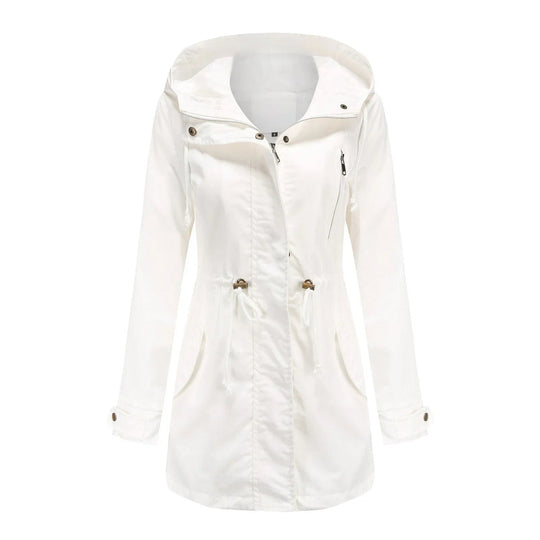 R&B | Damen Regenjacke mit Kapuze und verstellbarem Bund