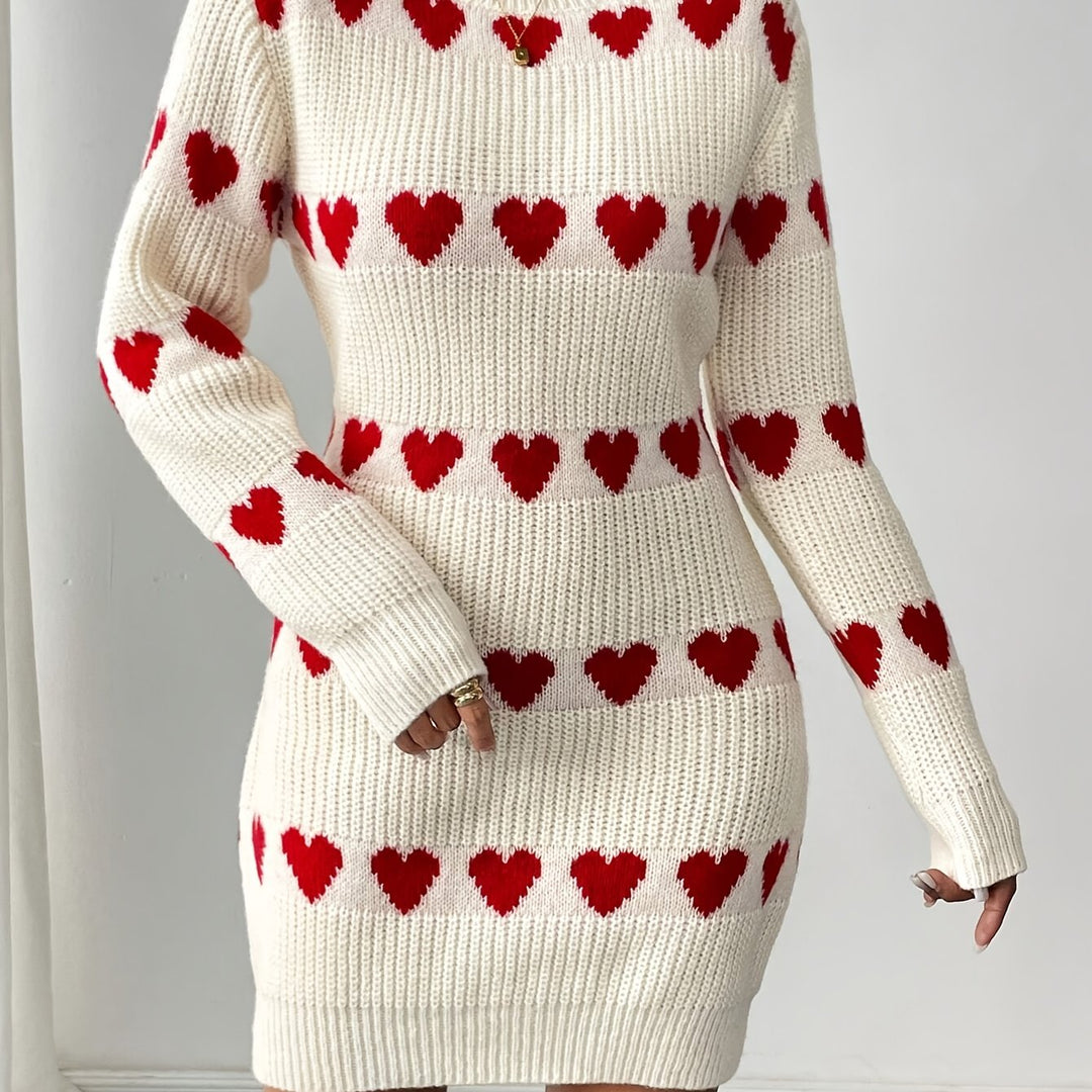 R&B | Strickkleid Damen mit Herzmuster