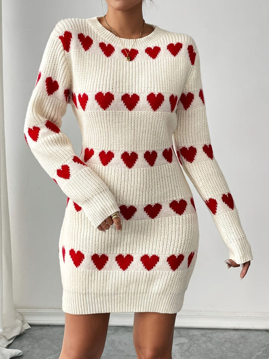R&B | Strickkleid Damen mit Herzmuster