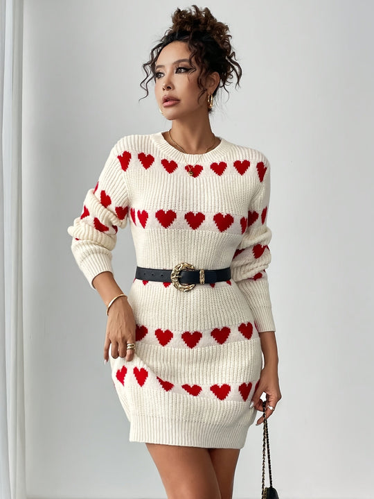 R&B | Strickkleid Damen mit Herzmuster